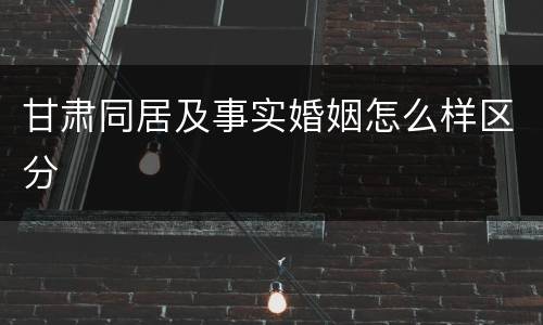 甘肃同居及事实婚姻怎么样区分
