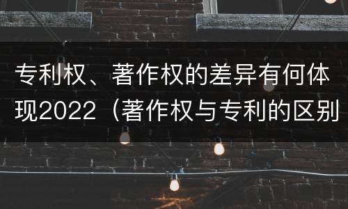 专利权、著作权的差异有何体现2022（著作权与专利的区别）
