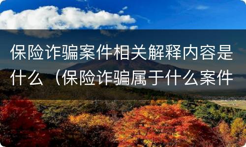 保险诈骗案件相关解释内容是什么（保险诈骗属于什么案件）