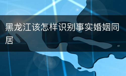 黑龙江该怎样识别事实婚姻同居