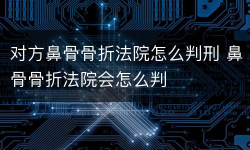 对方鼻骨骨折法院怎么判刑 鼻骨骨折法院会怎么判