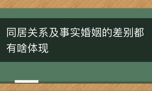 同居关系及事实婚姻的差别都有啥体现