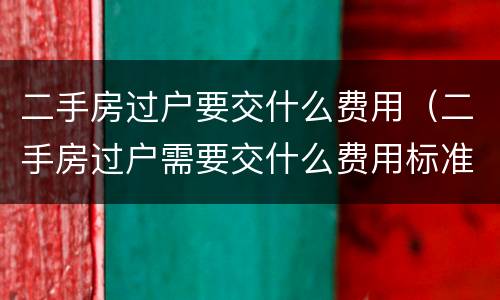 二手房过户要交什么费用（二手房过户需要交什么费用标准）