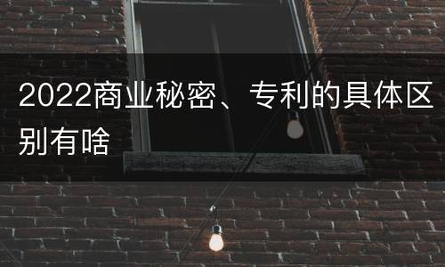 2022商业秘密、专利的具体区别有啥