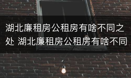 湖北廉租房公租房有啥不同之处 湖北廉租房公租房有啥不同之处吗