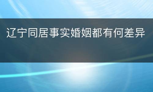 辽宁同居事实婚姻都有何差异
