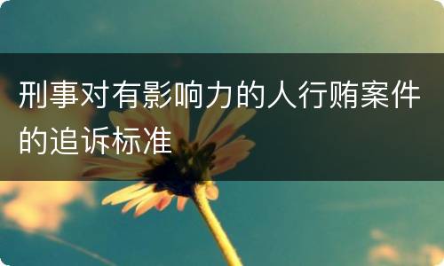 刑事对有影响力的人行贿案件的追诉标准