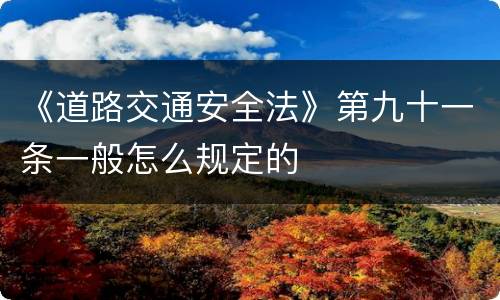 《道路交通安全法》第九十一条一般怎么规定的