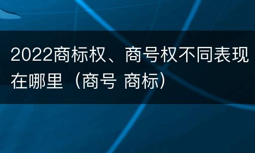 2022商标权、商号权不同表现在哪里（商号 商标）