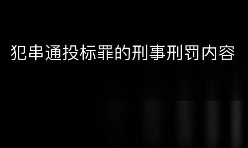犯串通投标罪的刑事刑罚内容