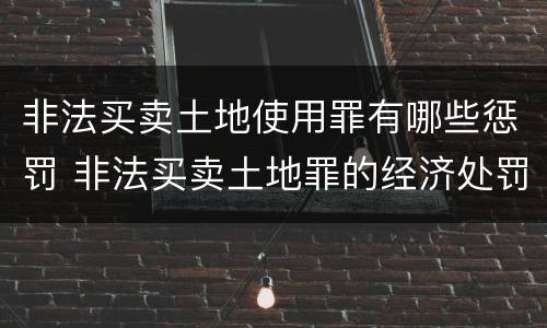 非法买卖土地使用罪有哪些惩罚 非法买卖土地罪的经济处罚