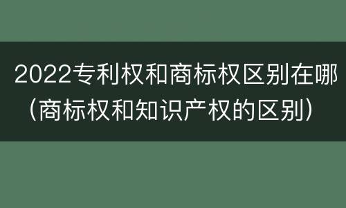 2022专利权和商标权区别在哪（商标权和知识产权的区别）
