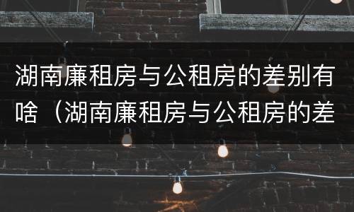 湖南廉租房与公租房的差别有啥（湖南廉租房与公租房的差别有啥影响）
