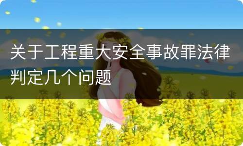 关于工程重大安全事故罪法律判定几个问题