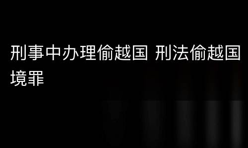刑事中办理偷越国 刑法偷越国境罪