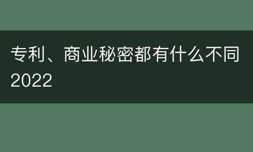 专利、商业秘密都有什么不同2022