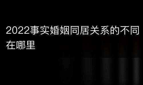 2022事实婚姻同居关系的不同在哪里