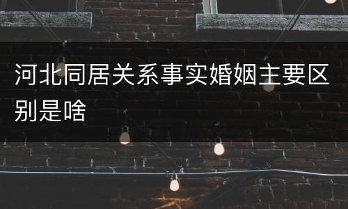 河北同居关系事实婚姻主要区别是啥