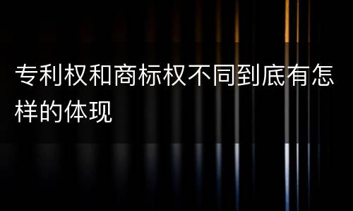 专利权和商标权不同到底有怎样的体现
