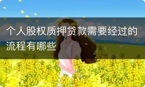 个人股权质押贷款需要经过的流程有哪些