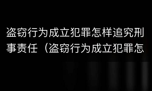 盗窃行为成立犯罪怎样追究刑事责任（盗窃行为成立犯罪怎样追究刑事责任呢）