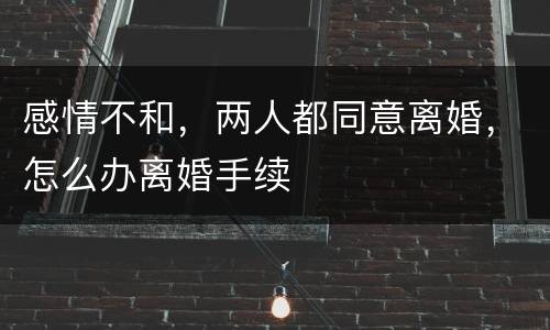 感情不和，两人都同意离婚，怎么办离婚手续