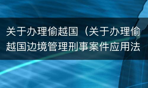 关于办理偷越国（关于办理偷越国边境管理刑事案件应用法律）