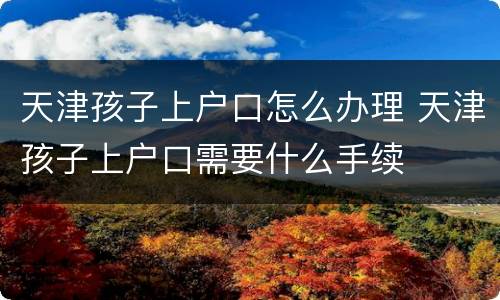 天津孩子上户口怎么办理 天津孩子上户口需要什么手续