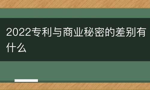2022专利与商业秘密的差别有什么