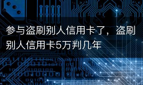参与盗刷别人信用卡了，盗刷别人信用卡5万判几年