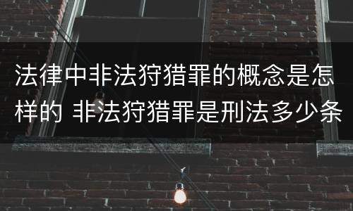 法律中非法狩猎罪的概念是怎样的 非法狩猎罪是刑法多少条