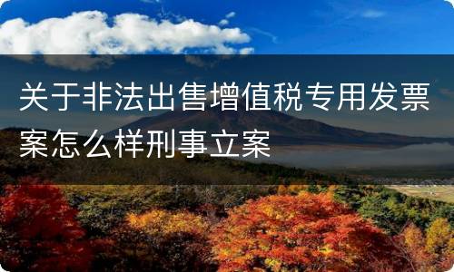 关于非法出售增值税专用发票案怎么样刑事立案