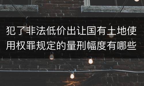 犯了非法低价出让国有土地使用权罪规定的量刑幅度有哪些