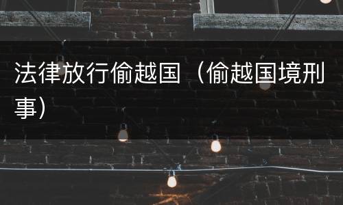 法律放行偷越国（偷越国境刑事）