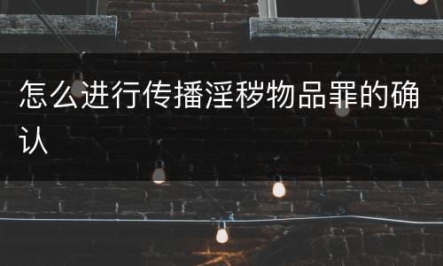 怎么进行传播淫秽物品罪的确认