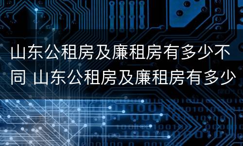 山东公租房及廉租房有多少不同 山东公租房及廉租房有多少不同的