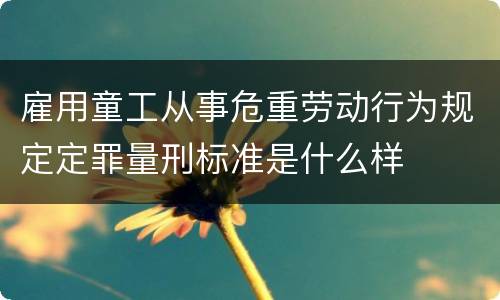 雇用童工从事危重劳动行为规定定罪量刑标准是什么样