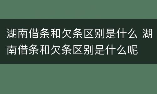 湖南借条和欠条区别是什么 湖南借条和欠条区别是什么呢