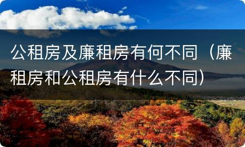 公租房及廉租房有何不同（廉租房和公租房有什么不同）