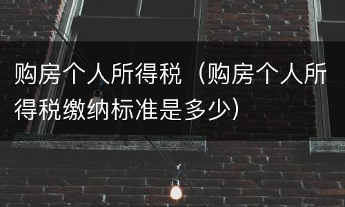 购房个人所得税（购房个人所得税缴纳标准是多少）