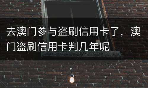 去澳门参与盗刷信用卡了，澳门盗刷信用卡判几年呢
