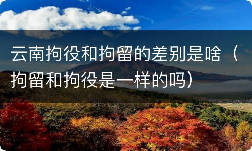 云南拘役和拘留的差别是啥（拘留和拘役是一样的吗）
