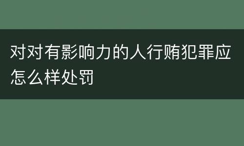对对有影响力的人行贿犯罪应怎么样处罚