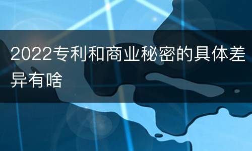 2022专利和商业秘密的具体差异有啥