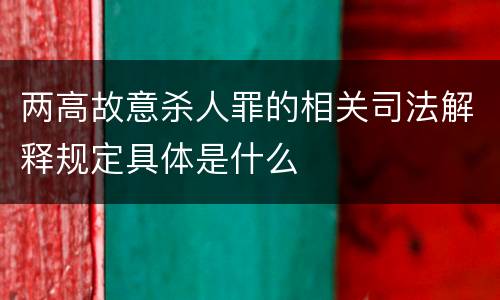 两高故意杀人罪的相关司法解释规定具体是什么
