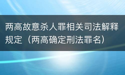 两高故意杀人罪相关司法解释规定（两高确定刑法罪名）