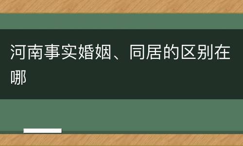 河南事实婚姻、同居的区别在哪