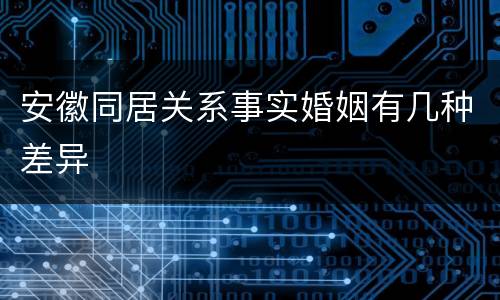 安徽同居关系事实婚姻有几种差异