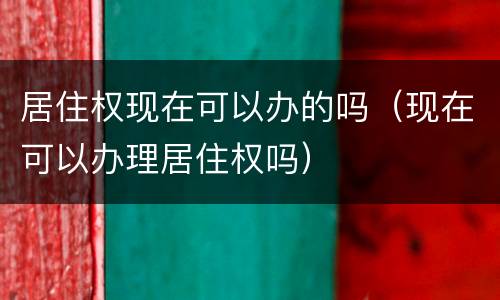居住权现在可以办的吗（现在可以办理居住权吗）