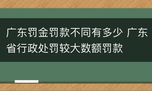 广东罚金罚款不同有多少 广东省行政处罚较大数额罚款